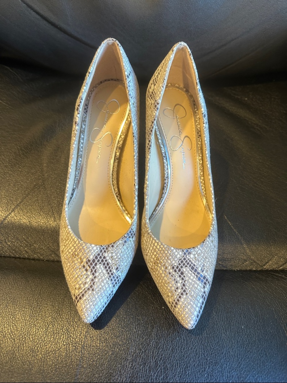 Jessica Simpson Snake-Print Pointed Pumps